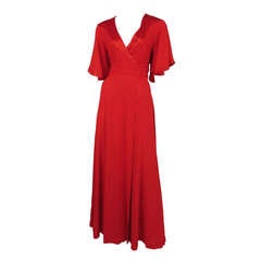 Ossie Clark Red Crepe Wrap Dress