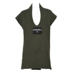 Vintage Chanel V- Neck Logo Sweater