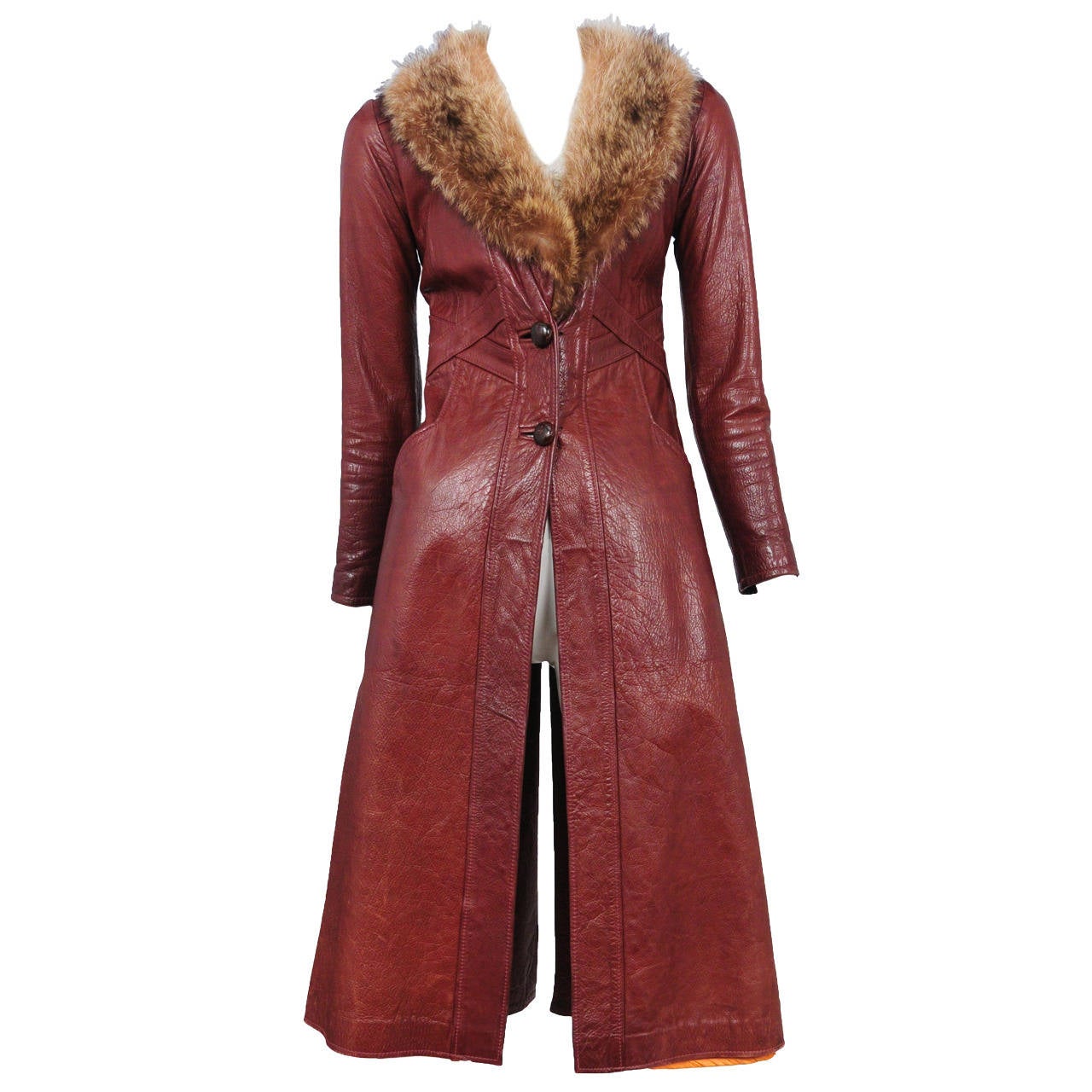 Leather Trench with Fur Trim