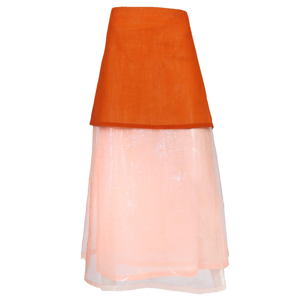 Issey Miyake Pink and Orange Maxi Skirt
