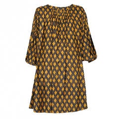 Retro Yves Saint Laurent Gold Bamboo Print Dress