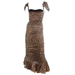 Vintage Dolce and Gabbana Leopard Jersey Gown