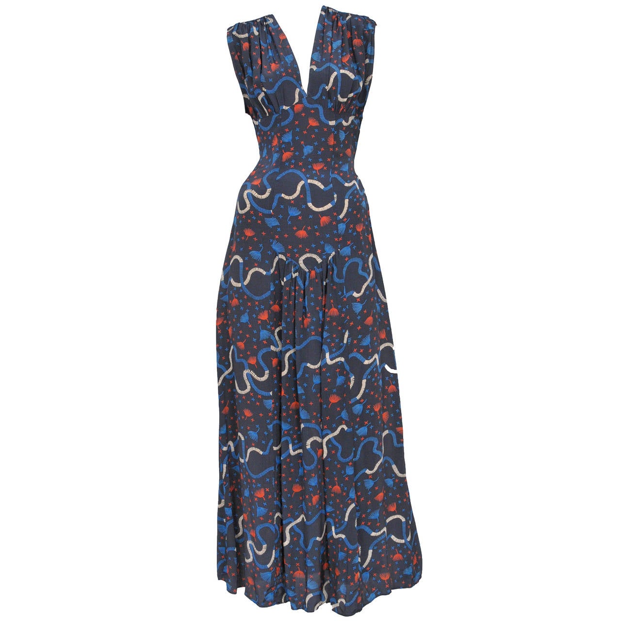 Ossie Clark Snakes and Ladders Print Dress