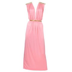 Vintage Loris Azzaro Pink Jeweled Gown