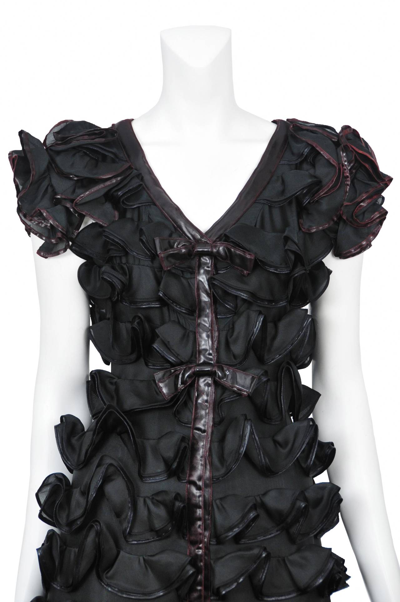 Courreges Black Ruffle Gown In Good Condition In Los Angeles, CA