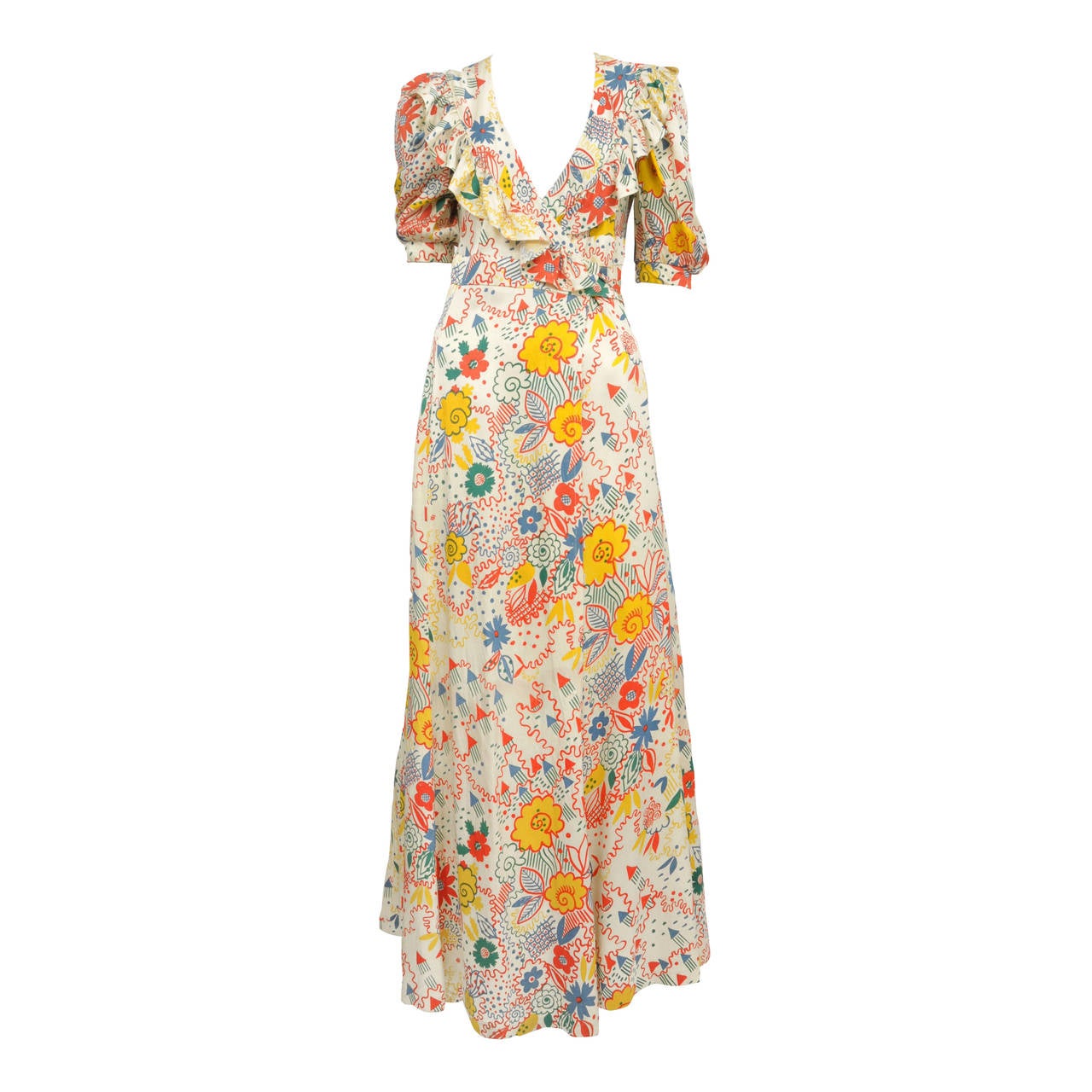 Ossie Clark and Celia Birtwell Floral Wrap Dress at 1stDibs