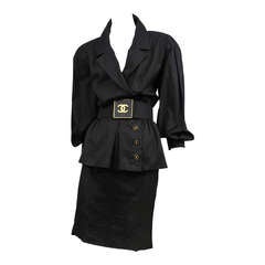 Chanel Black Cotton Skirt Suit