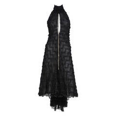 Retro Voyage Black Lace Halter Dress