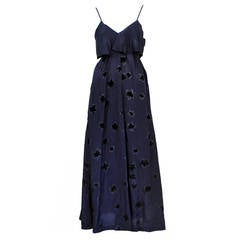 Comme des Garcons Navy Silk Ruffle Maxi Dress
