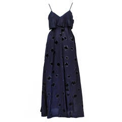 Comme des Garcons Navy Silk Ruffle Maxi Dress