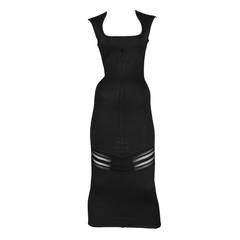 Vintage Alaia Black Knit Maxi Dress