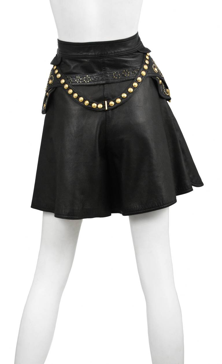Leather Embellished Versace Shorts