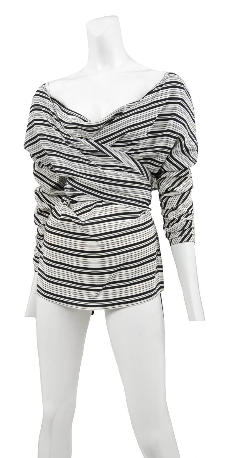 Black and White Versace Silk Scarf Top