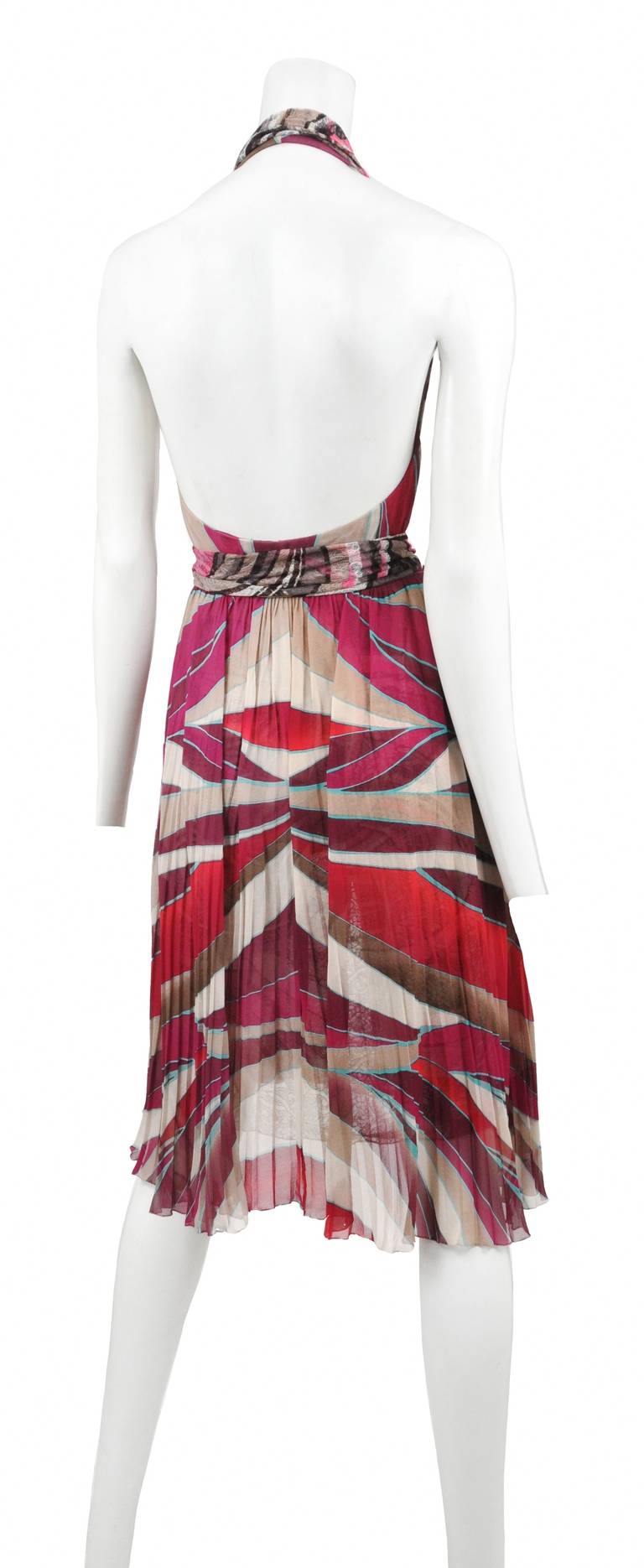 Pink Versace Geometric Print Halter Dress