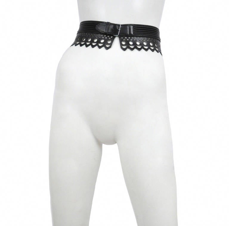 Black Leather Laser Cut Belt