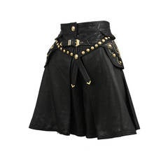 Leather Embellished Versace Shorts