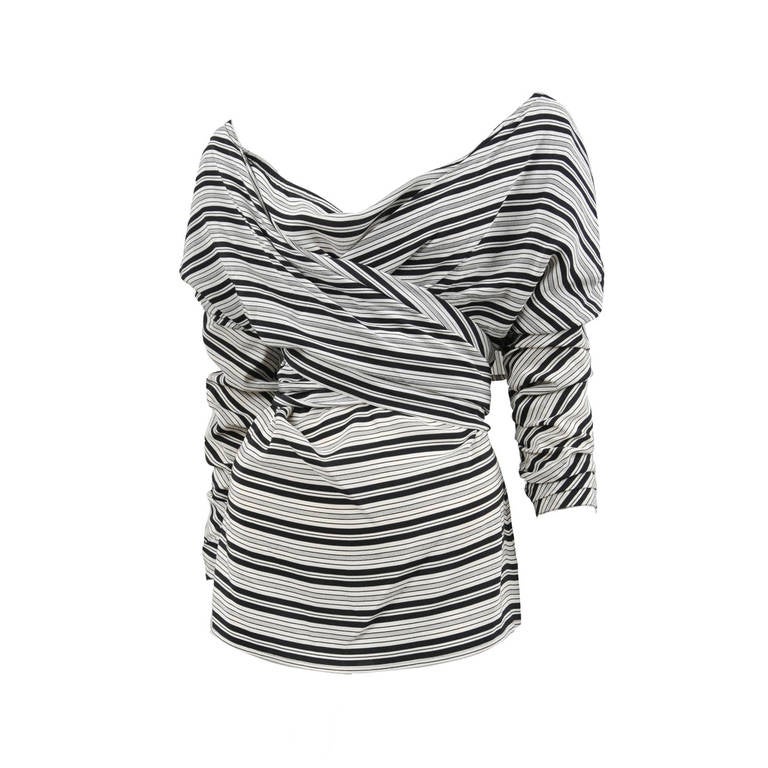 Black and White Versace Silk Scarf Top at 1stDibs