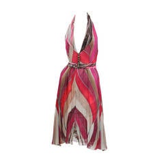 Vintage Versace Geometric Print Halter Dress