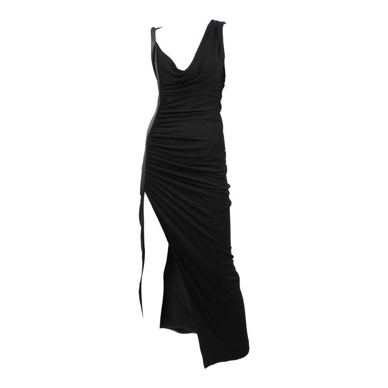 Leather and Jersey Versace Gown at 1stDibs