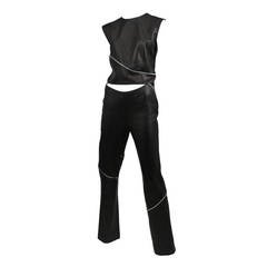 Leather Zipper Versace Pant Set