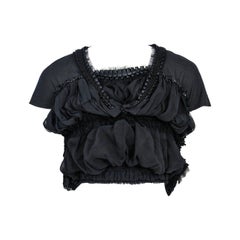 Used Comme Des Garcons Black Gathered Ribbon Top
