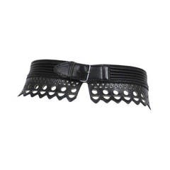 Retro Black Leather Laser Cut Belt