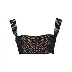 Alaia Black Suede Laser Cut Bra