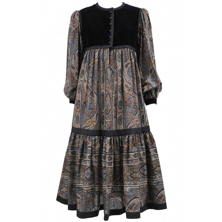 Yves Saint Laurent Paisley Peasant Dress at 1stDibs | saint laurent ...
