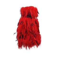 Bill Blass Red and Navy Feather Cocktail Dress