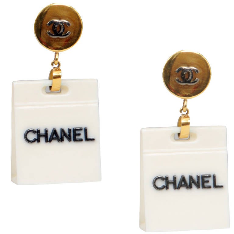 Chanel Shopping Bag Earrings at 1stDibs