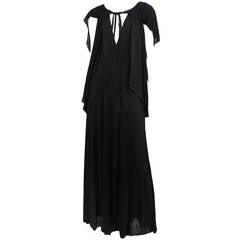 Vintage Holly's Harp Black Jersey Caftan Gown