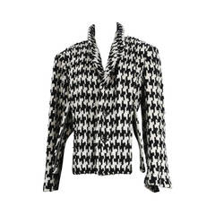 CDG Black and White Houndstooth Wool Jacket