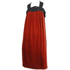 Jean Paul Gaultier Red Velvet Dress with Leather Yoke