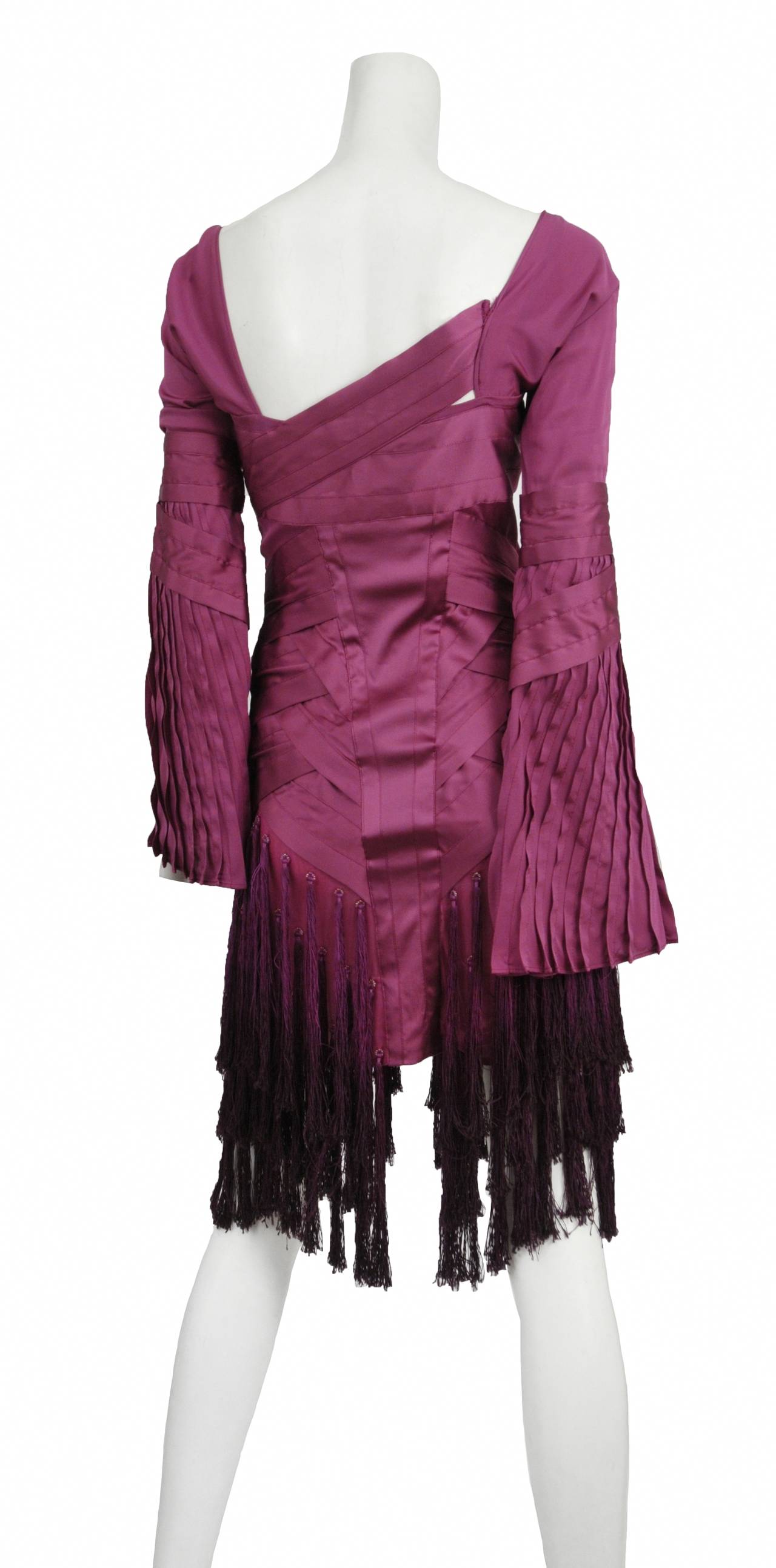 Tom Ford for Gucci Wine Colored Fringe Dress