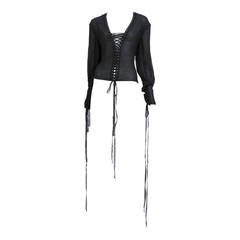 Tom Ford Black Silk Lace up Blouse