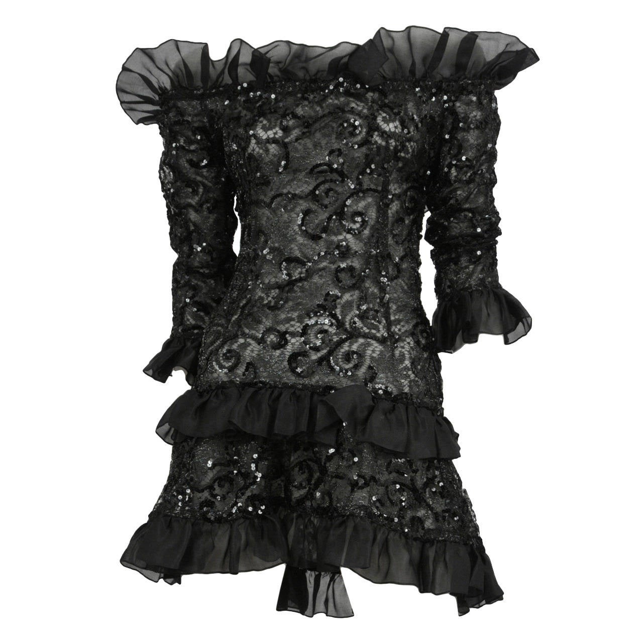 Yves Saint Laurent Lace and Sequin Dress at 1stDibs | ysl