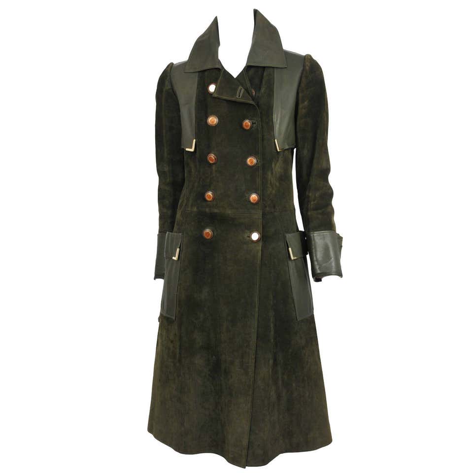 Gucci Vintage Olive Green Suede Coat at 1stDibs | gucci suede coat