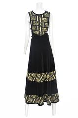 Anna Belinda Black Velvet Gold Print Maxi