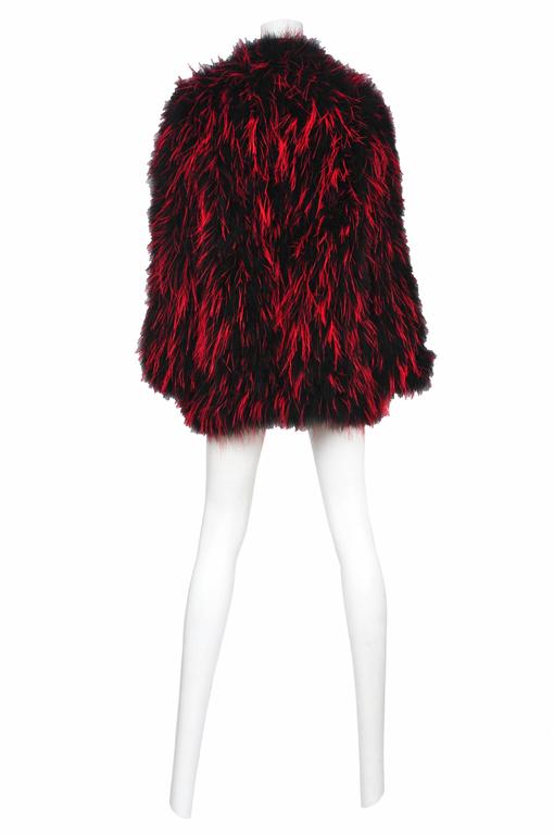 Yves Saint Laurent Black and Red Marabou Jacket at 1stDibs