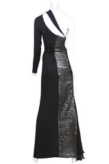 Ferre Black Asymmetrical Beaded Gown