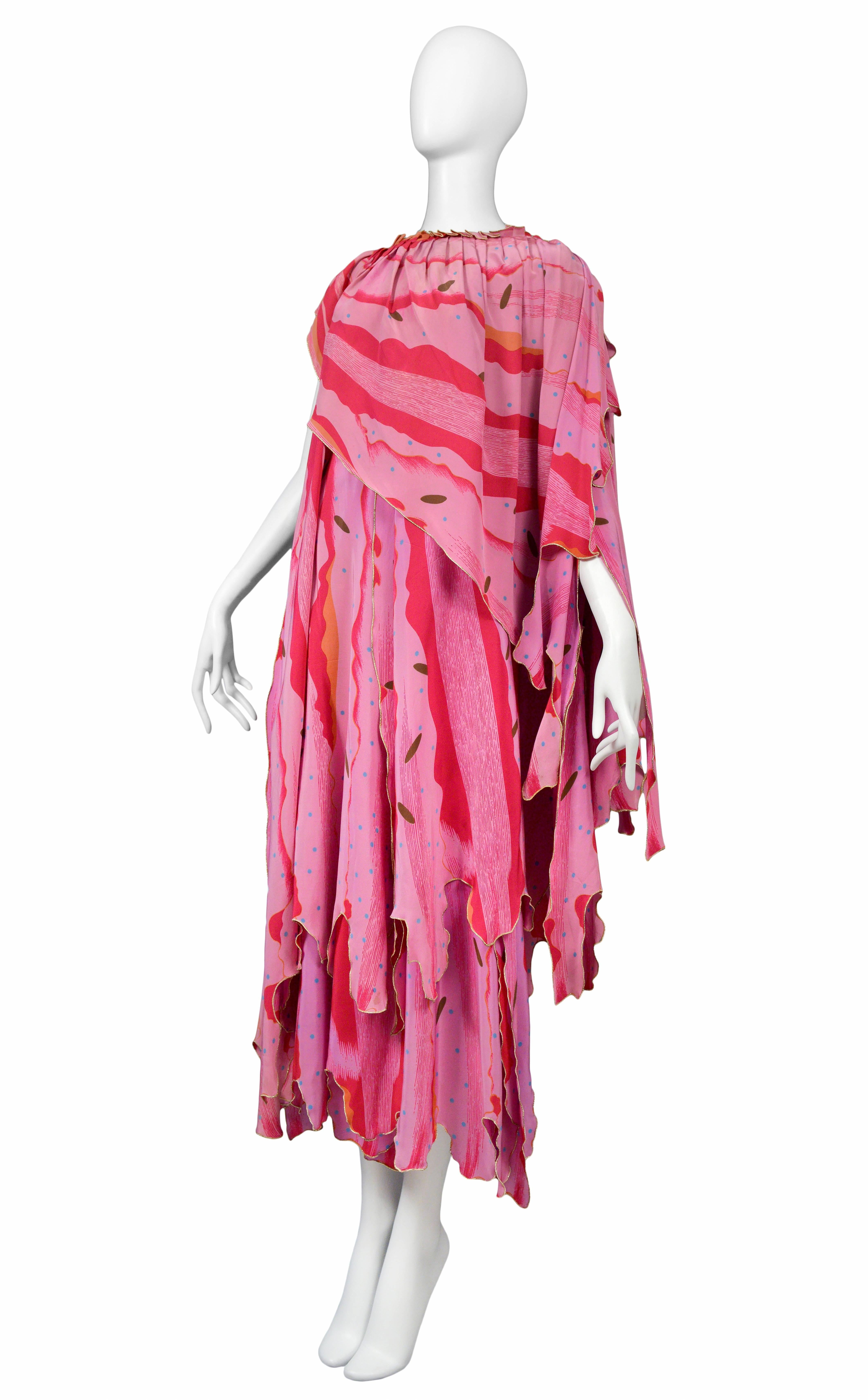 Issey Miyake Pink Caftan Ensemble 1970's In Excellent Condition In Los Angeles, CA