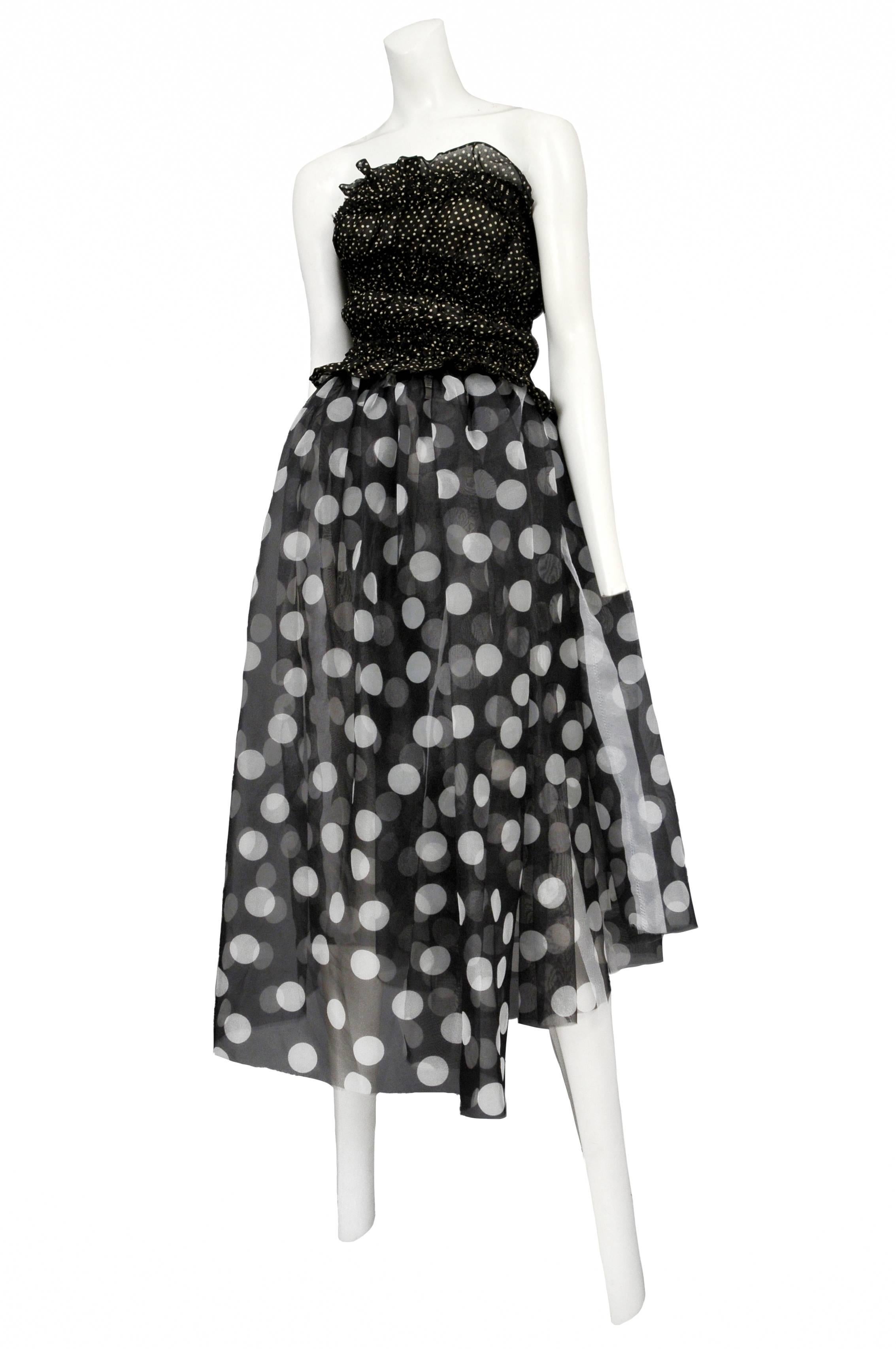 Tao for Comme Des Garcons SS 2011 polka dot organza ruched strapless dress with under slip. 
