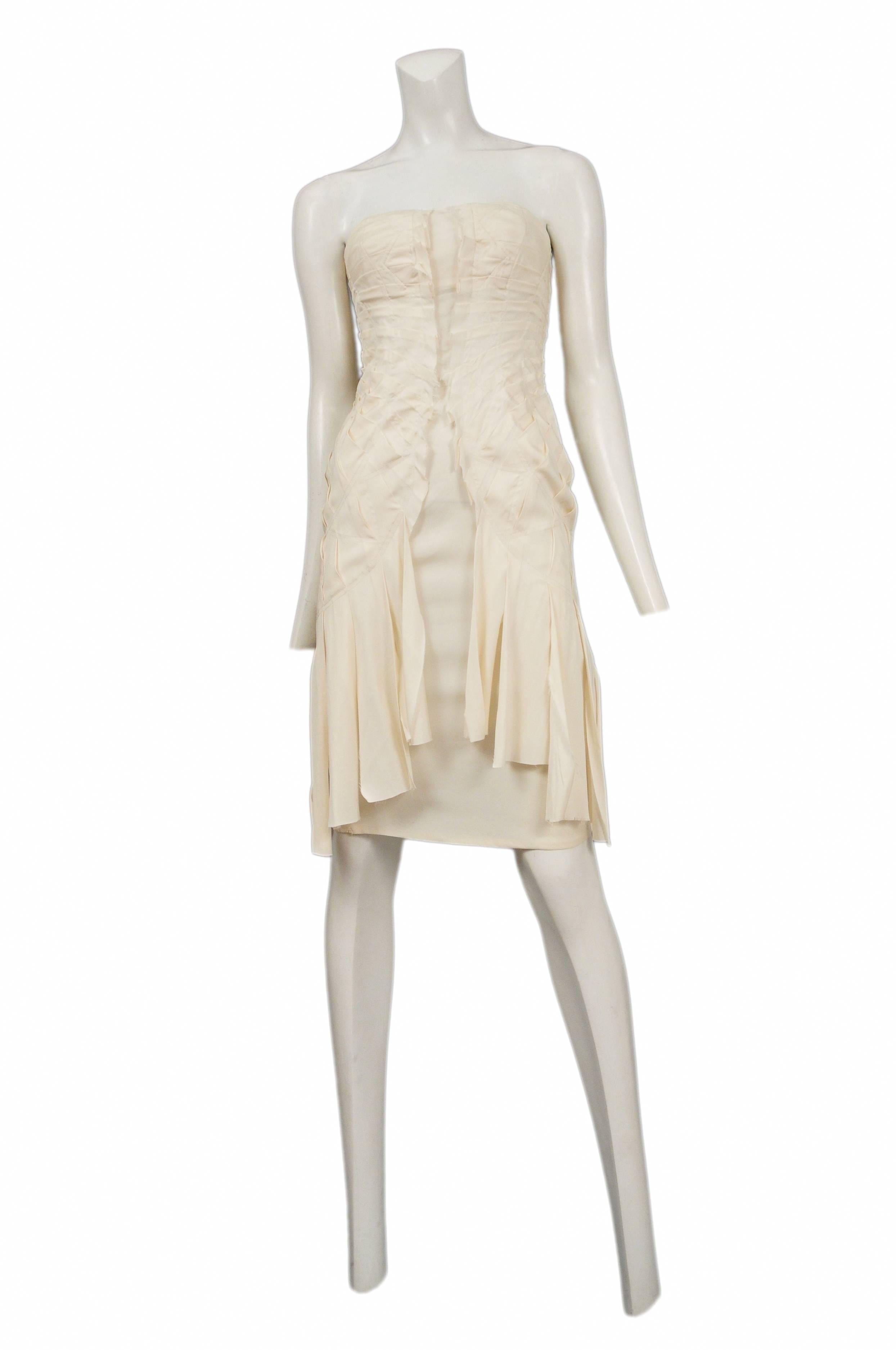 Beige Gucci Cream Silk Strapless Dress 