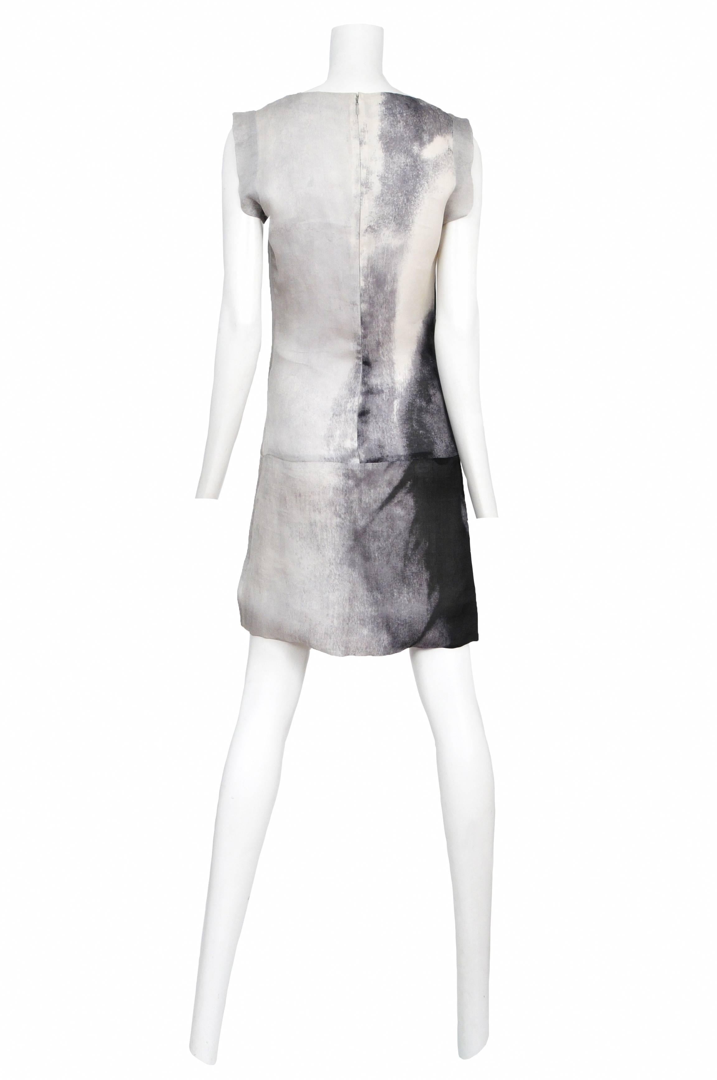 Gray Givenchy Couture Abstract Print Dress 