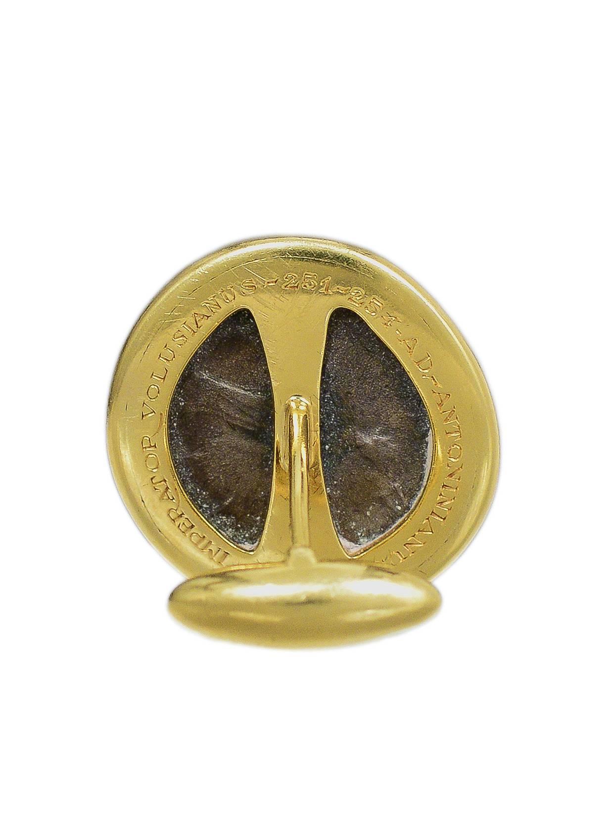 Women's or Men's Bulgari Jaeger LeCoultre Gold Ancient Coin Cufflinks