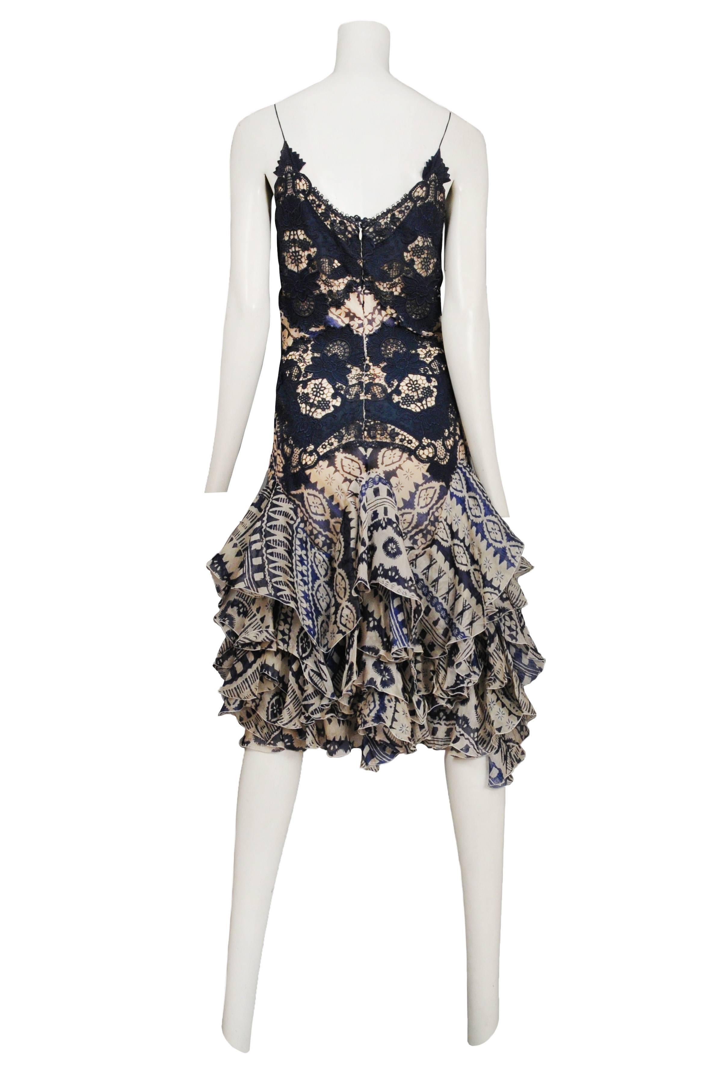 Black McQueen Printed Lace Dress 