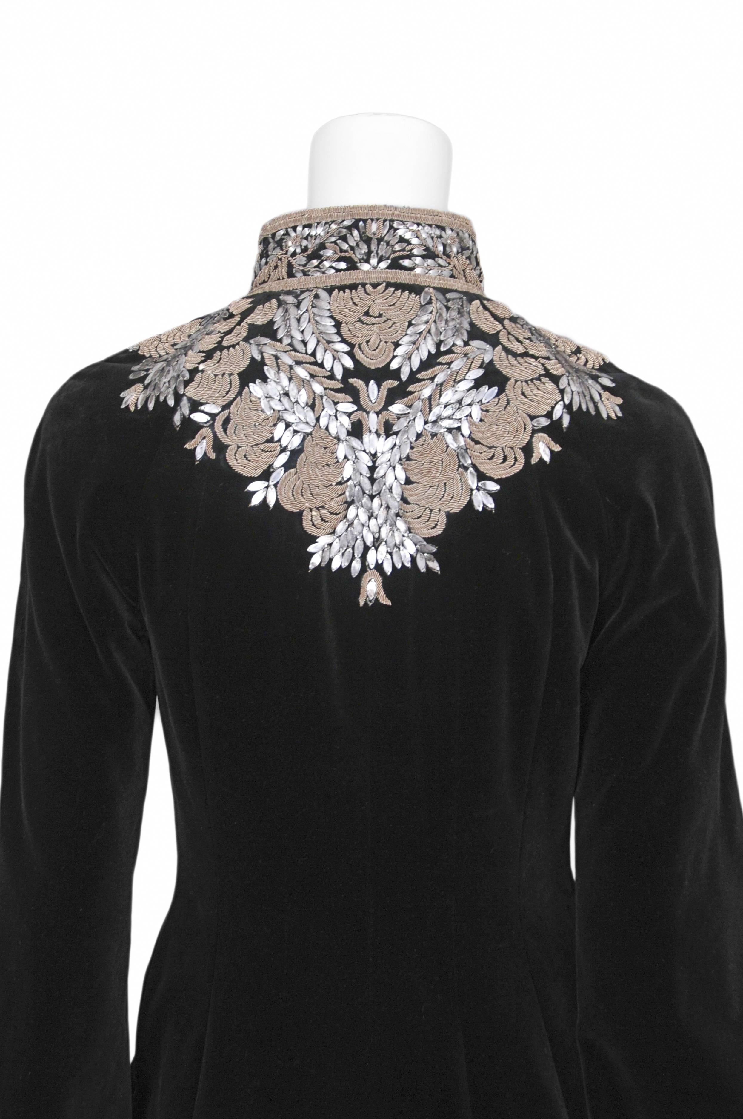 McQueen Embroidered Velvet Coat In Excellent Condition In Los Angeles, CA