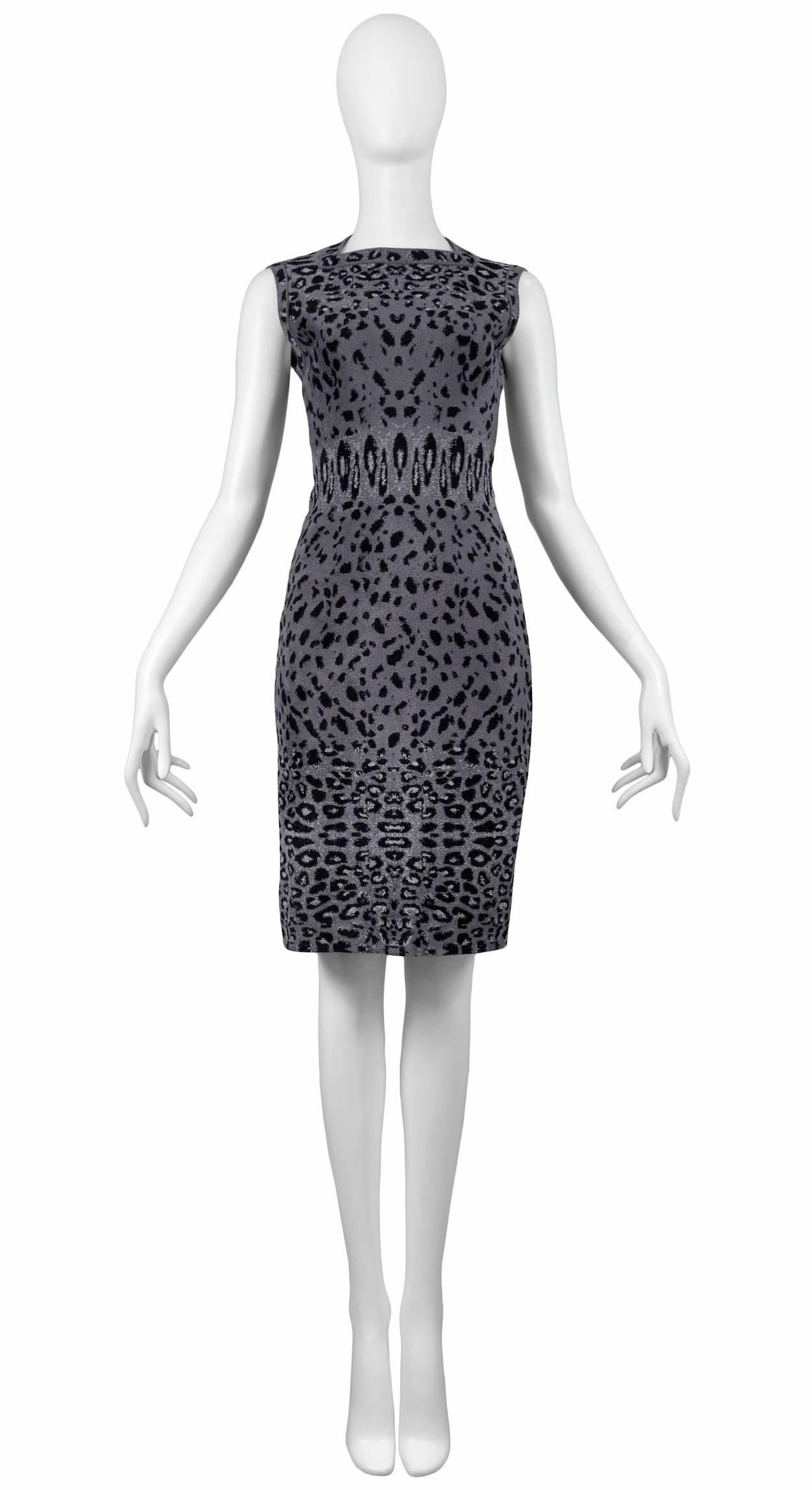 Resurrection Vintage is excited to offer a vintage Azzedine Alaia grey leopard knit dress featuring a high square neckline, tank sleeves with trim, fitted body, straight skirt, knee length, and side zipper.

Alaia Label
Size 40
Measurements (flat