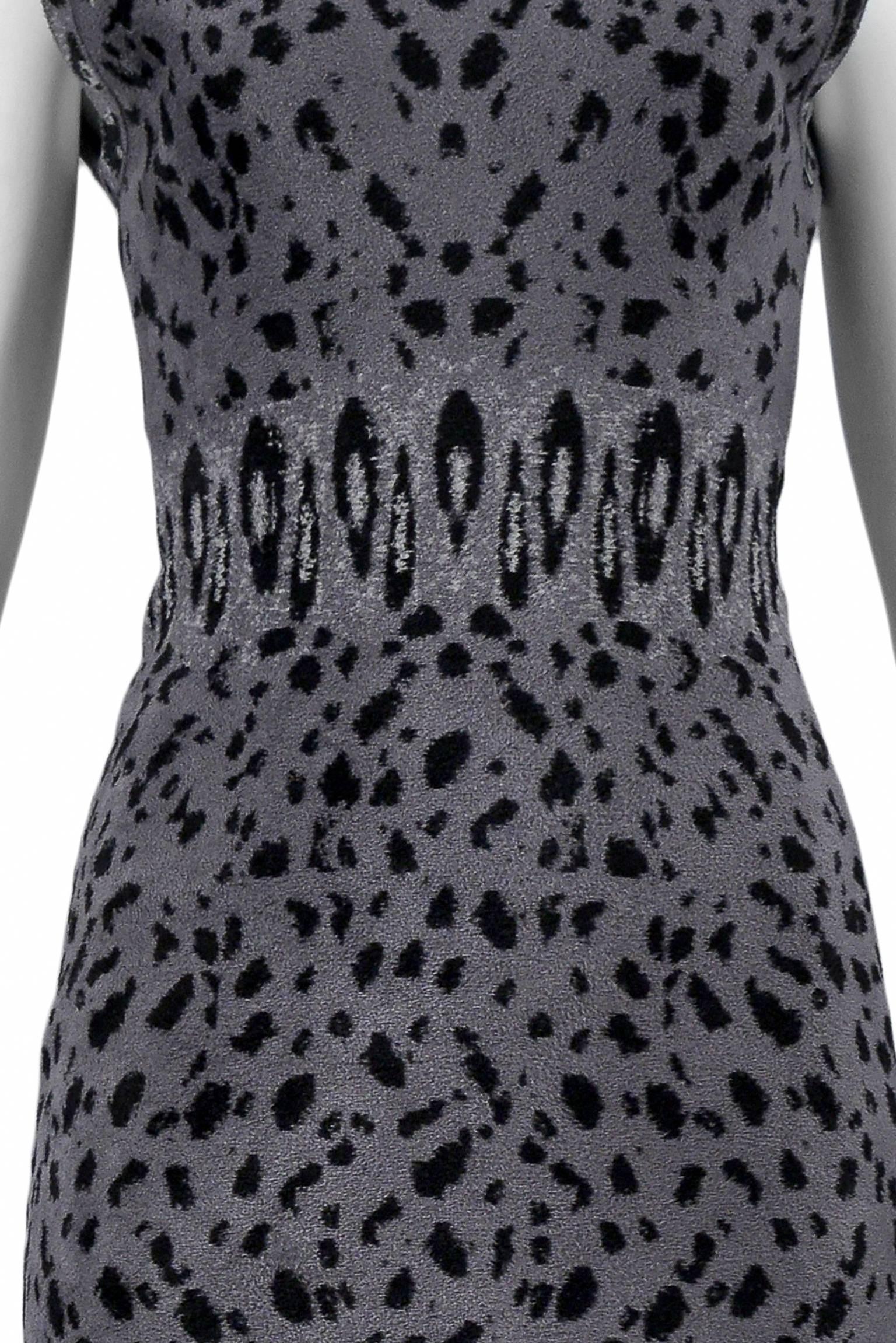 Black Iconic Azzedine Alaia Grey Leopard Bodycon Dress 2011