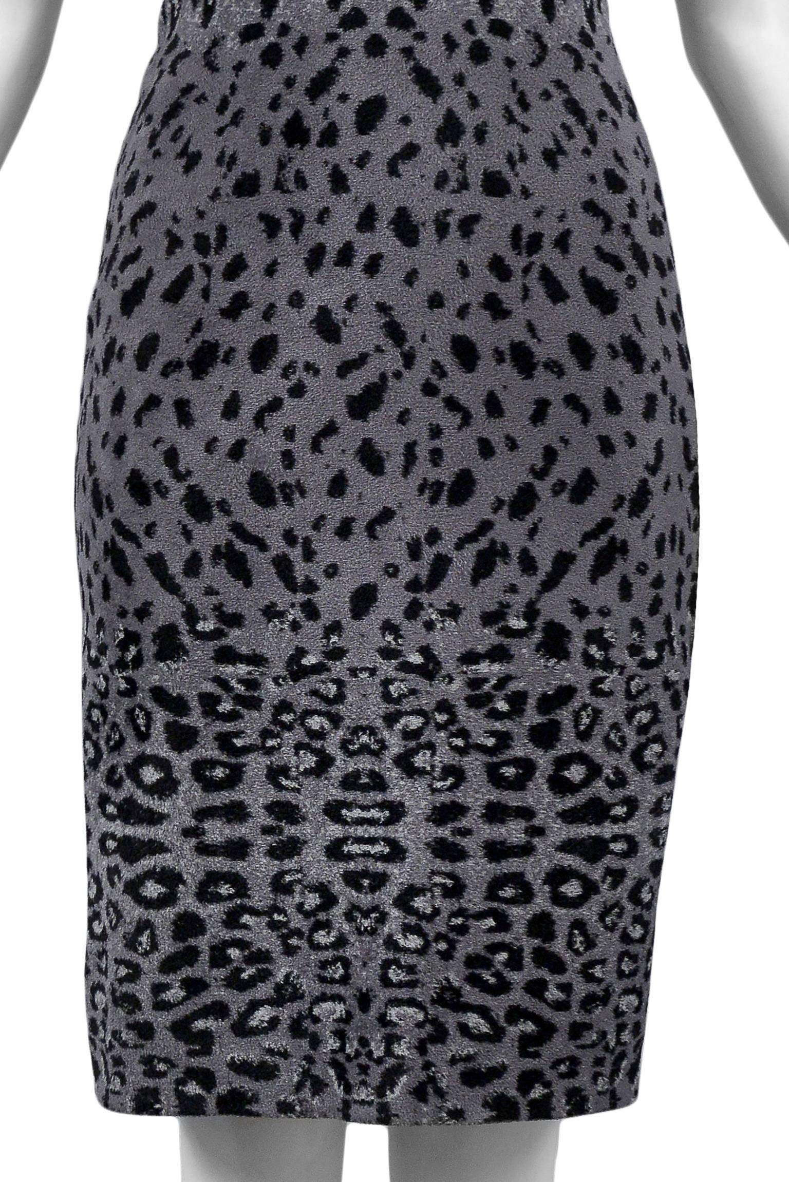 Iconic Azzedine Alaia Grey Leopard Bodycon Dress 2011 In Excellent Condition In Los Angeles, CA